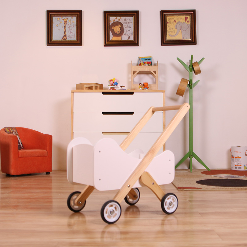 Homish HHCA-001 Walker Shopping Trolley Kids Cart Child Wooden Cart Wood Toy