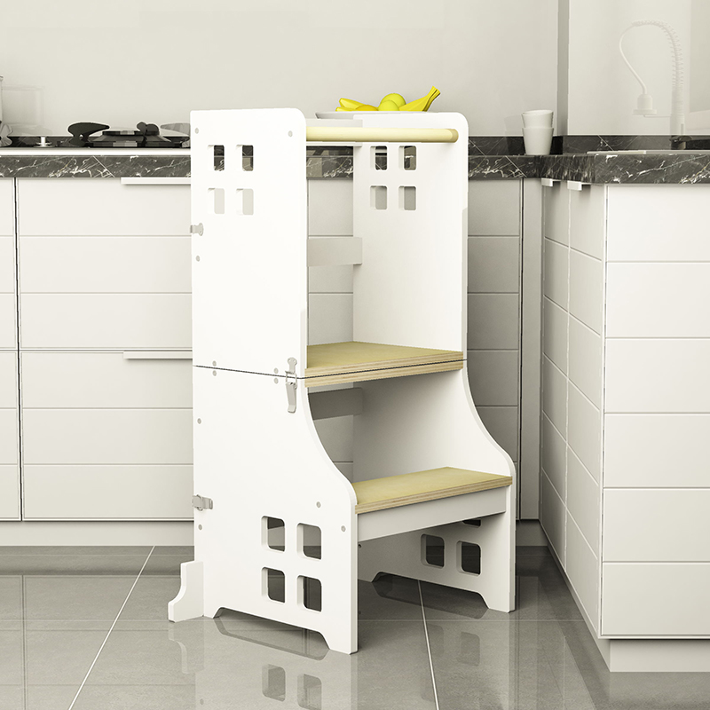 Homish HHLT-014 Fortress Convertible Learning Tower Toddler Kitchen Helper Wooden Stand Stool