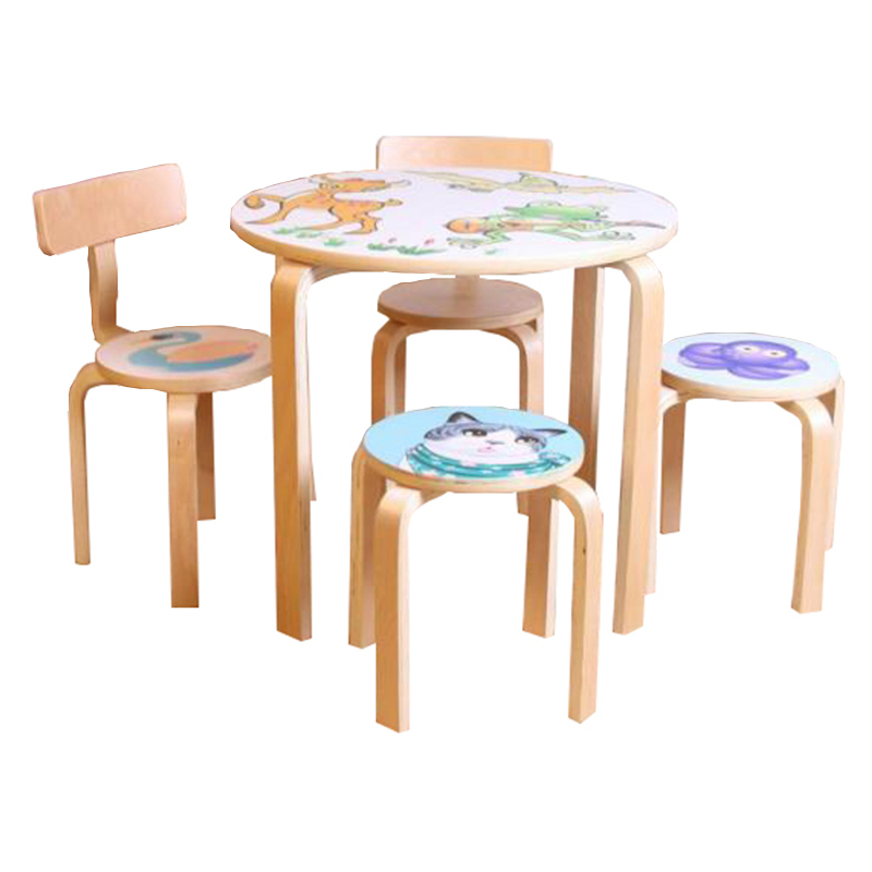 Homish HHMS-010 Cubby Mushroom Table & Stools Preschool Table and Stool Set Round Table and Stools