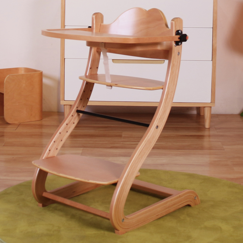 Homish HHHC-005 S Shape Baby Feeding Chair Wooden Highchair Baby High Chair Baby Furniture