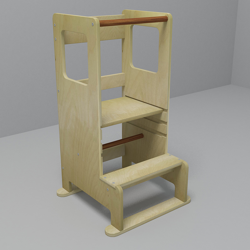 Homish HHLT-010 Thomas Learning Tower Toddler Kitchen Helper Wooden Stand Stool Learning Stool