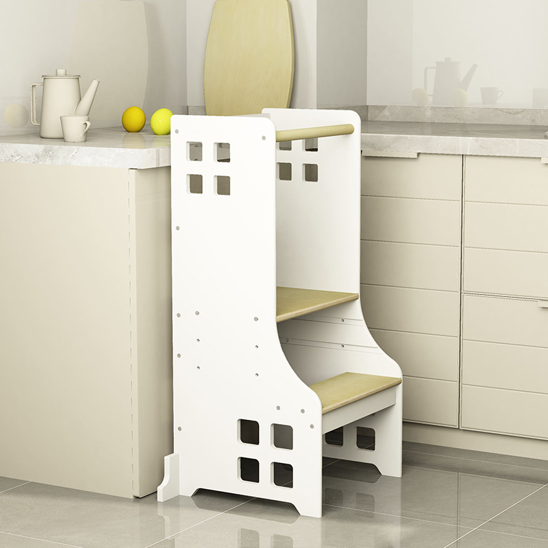 Homish HHLT-013 Fortress Learning Tower Toddler Kitchen Helper Wooden Stand Stool Kitchen Stool