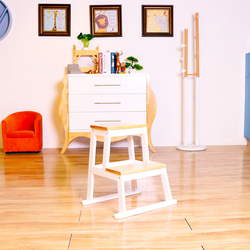 Homish HHST-002 Davis Step Stool Kids Stand Stool Wooden Kitchen Stool